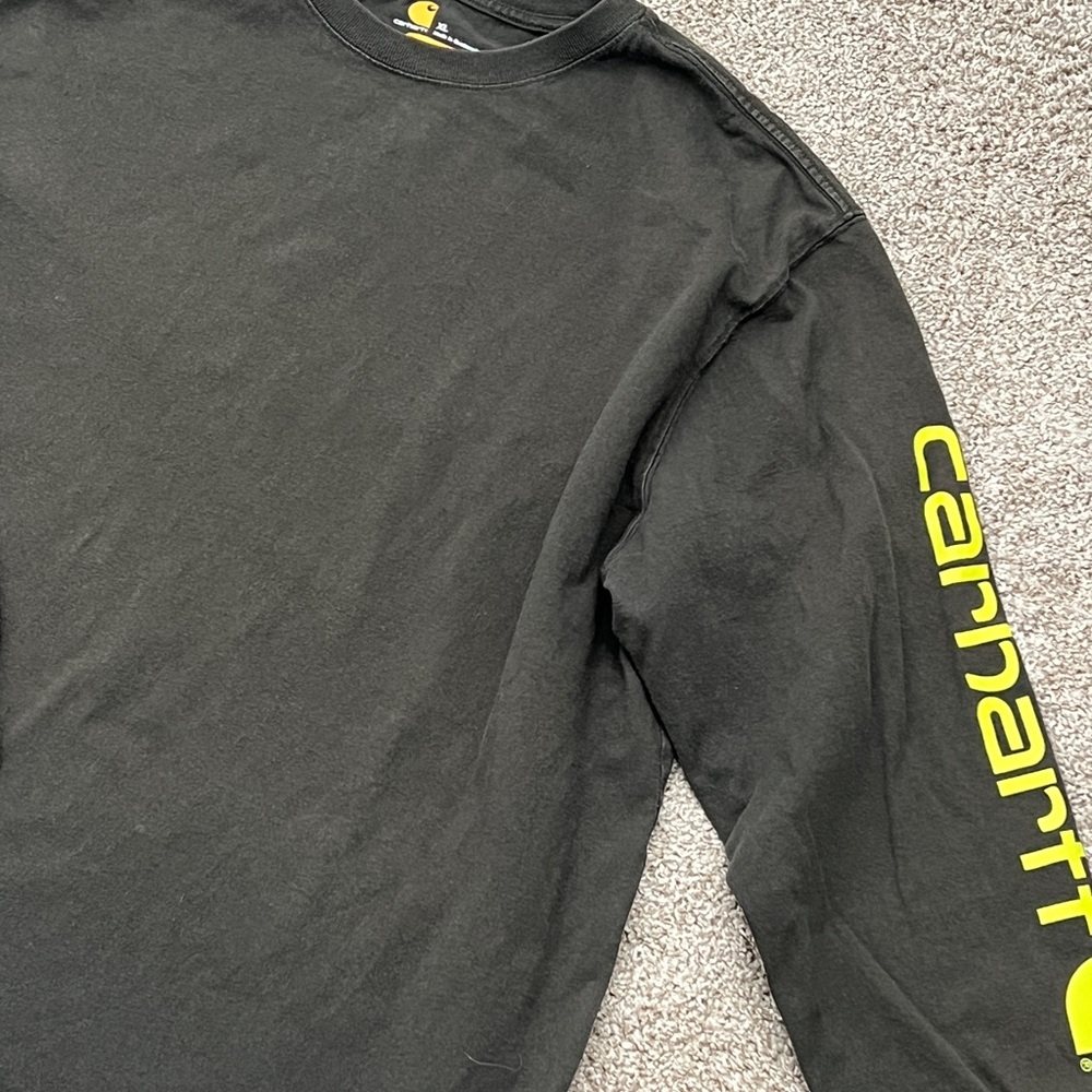Carhartt Long Sleeve Logo T-Shirt Men’s XL Original Fit Dark Green 100% Cotton